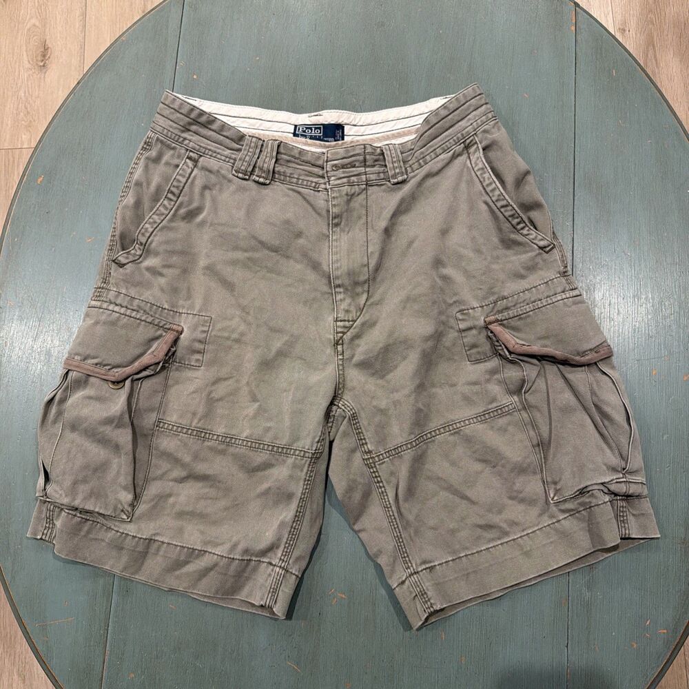 Polo Ralph Lauren Cargo Shorts Men’s 32 Khaki Utility Missing Button